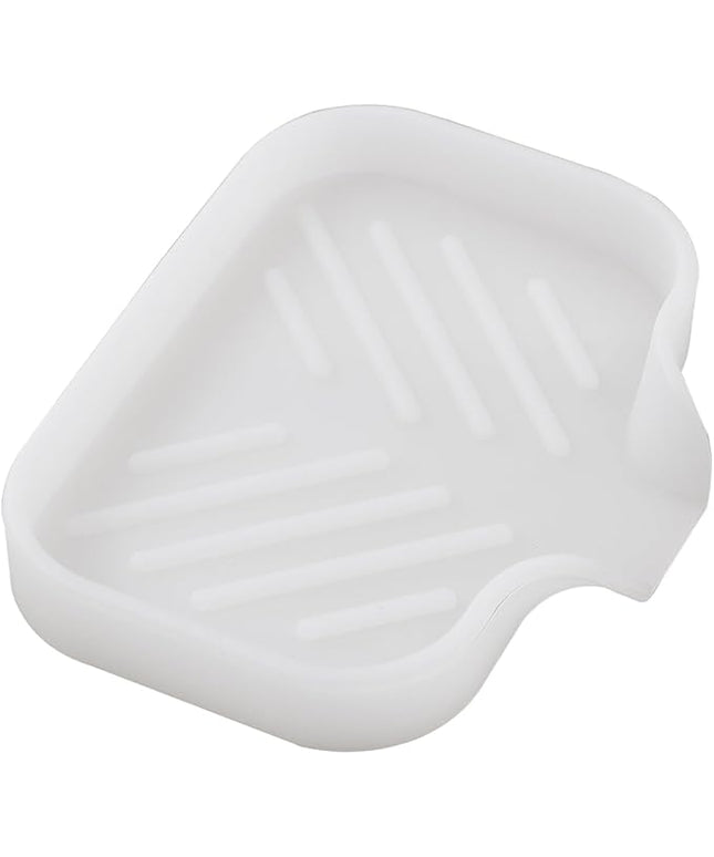 Silicone Bathroom Soap Dishes with Drain Spout-Bathroom and Kitchen Sink Organizer,Sponge Holder,Dish Soap Tray,Perfect for Dispenser,Scrubber,Bottle,Cup on Counter Translucent 4.9"×3.2"