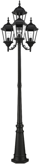 Livex Lighting 7557-04 Outdoor Post with Clear Beveled Glass Shades, Black