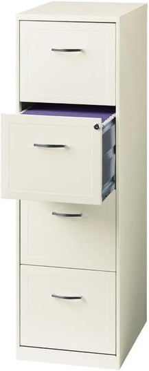 Pemberly Row 18" 4-Drawer Traditional Metal Filing Cabinet in White
