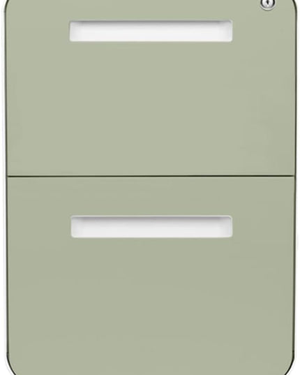 Laura Davidson Furniture Stockpile 2 Drawer Mobile File Cabinet with Lock - Under Desk Metal Filing Cabinet, Legal/Letter File Folders, Wheels and Stationary Feet, Pre-Assembled, Sage Green
