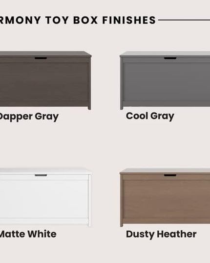 Child Craft Harmony 33” Wood Toy Box, Large Storage Chest, Plenty of Storage, 2 Safety Hinges, Standard Ventilation Hole on Back, 6 Cubic Feet of Storage (Matte White)