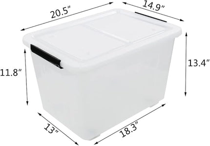 4-Pack Clear Plastic Storage Bins with Lid, 42 L Large Plastic Storage Box