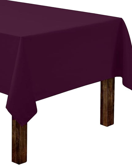 Gee Di Moda Rectangle Tablecloth - 60 x 84 Inch Eggplant Table Cloth for 5 Foot Rectangle Tables - Heavy Duty Washable Fabric - for Holiday Party, Dinner, Weddings, Baby Shower & Events