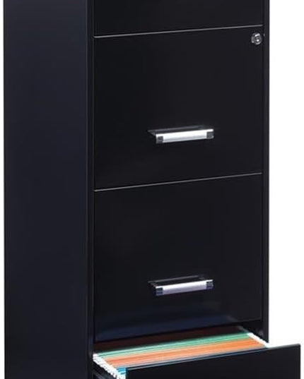 Pemberly Row 4 Drawers 46.38" Vertical Black Metal Filing Cabinet Lockable Pre-Assembled Stationary Letter Size for Home, Office
