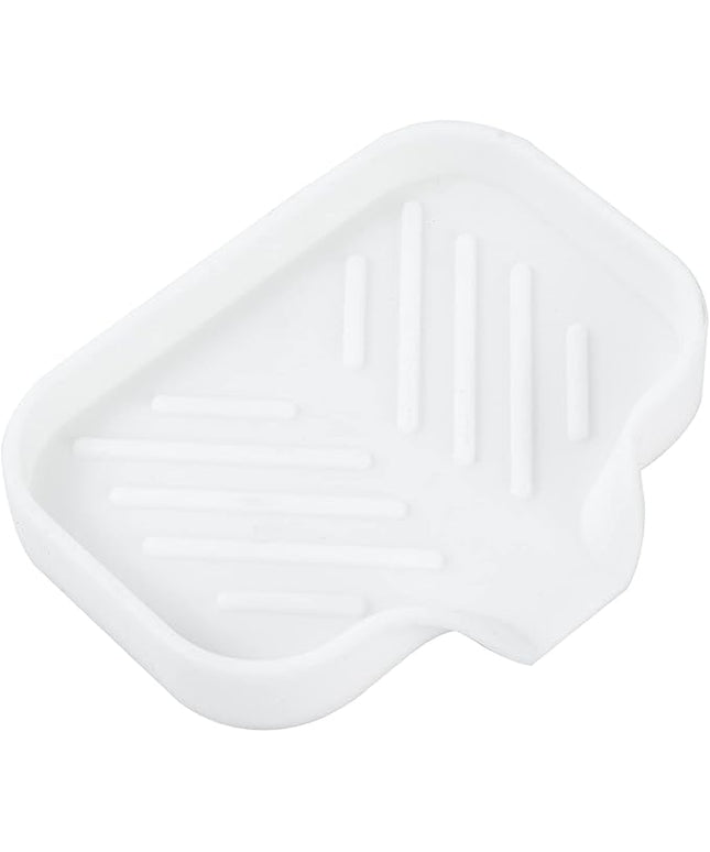 Silicone Bathroom Soap Dishes with Drain Spout-Bathroom and Kitchen Sink Organizer,Sponge Holder,Dish Soap Tray,Perfect for Dispenser,Scrubber,Bottle,Cup on Sink or Counter-White 4.9"×3.2"