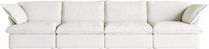 JACH 162" Cloud Sectional Couches for Living Room, Modular Sectional Sofa, Down Fill Couch Sectional, Cushion Covers Removable, Deep Seat Sofas for Living Room (4 Seats, White)