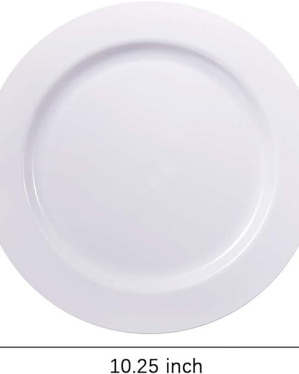 bUCLA 100PCS White Plastic Plates-10.25inch Disposable Dinner Plates-Premium Party&Wedding Plates