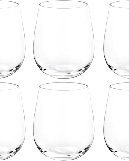 KOXIN-KARLU Classic 18-ounce Acrylic Stemless Wine Glasses, Unbreakable Mixed Drinkware Plastic Tumbler, set of 6 Clear