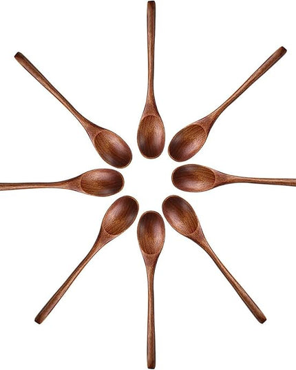 Long Handle Wooden Spoon For Mixing Coffee Tea Jam and Bath Salt In Kitchen, Environmentally Friendly Table Spoon, 8.6 Inches,4 Pieces…