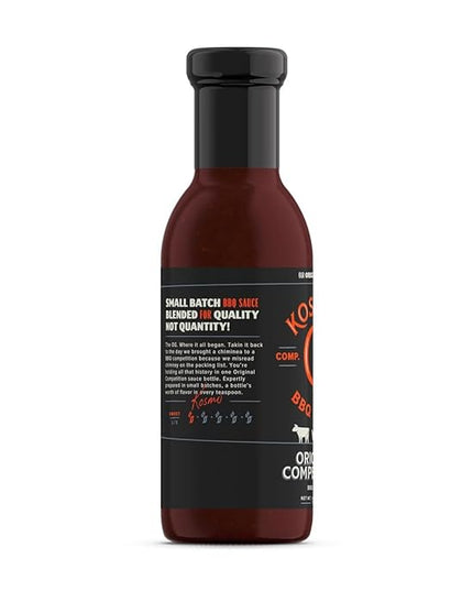 Kosmos Q Original Competition BBQ Sauce, Sweet and Smoky Barbecue Sauce for Ribs, Pulled Pork, Brisket, Chicken & More, Award-Winning Competition Recipe with Brown Sugar, Ketchup & Worcestershire, 15.5 Oz Bottle