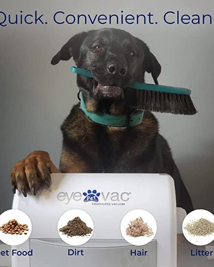 EyeVac Pet Touchless Vacuum Automatic Dustpan - Ultra Fast & Powerful - Great for Sweeping Cat Dog Pet Hair Food Dirt Kitchen, Corded Canister Vacuum, Bagless, Automatic Sensors, 1400 Watt (White)