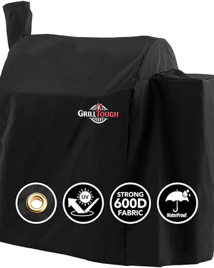 Heavy Duty Smoker Cover for Outdoor Grill – Fits Popular Smoker Brands & Pro 575 Series Grills – Waterproof, Weather Resistant, UV & Fade Resistant with Adjustable Straps – Black