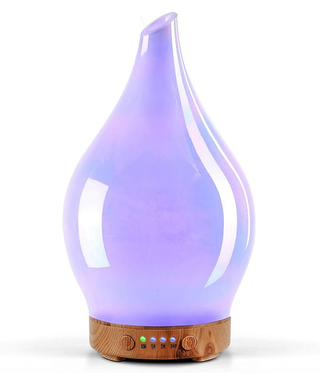 Porseme 150ml Essential Oil Diffuser Glass Color Changing Aroma Air Diffusers Aromatherapy Ultrasonic Cool Mist Humidifier 6 Running Hours Waterless Auto-Off for Sleeping Yoga Office Spa (White Jade)