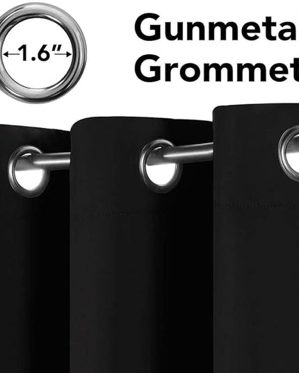 H.VERSAILTEX Thermal Insulated Grommet Blackout Curtains for Bedroom (2 Panels, 52 x 96 -Inch,Solid Black)