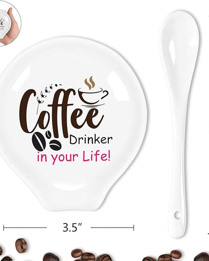 Funny Colourful Coffee Spoon Rest- Ceramic Coffee Spoon Holder-Cafe Station Bar Accessories-Coffee Drinker in Your Life Sign