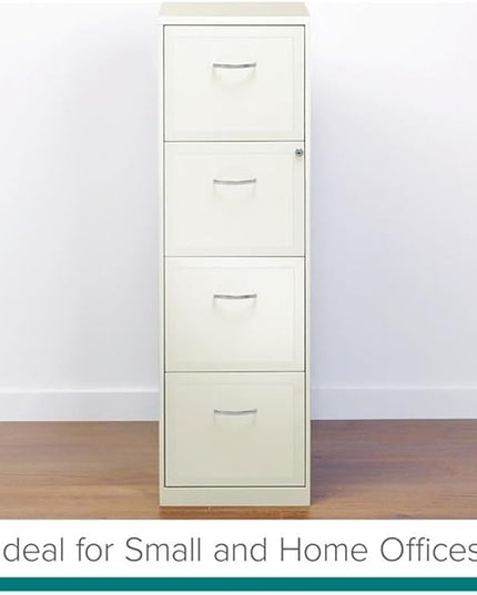 Pemberly Row 18" 4-Drawer Traditional Metal Filing Cabinet in White