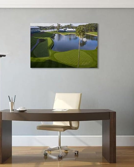 Florida Golf Course Wall Art for Living Room Bedroom Bathroom Home Decorations Golf Wall Decor Paintings TPC Sawgrass Golf Course Picture Poster Canvas Prints Framed Ready to Hang(24''H x 36''W)