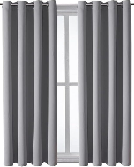 ChrisDowa Grommet Blackout Curtains for Bedroom and Living Room - 2 Panels Set Thermal Insulated Room Darkening Curtains (Light Grey, 52W x 45L )