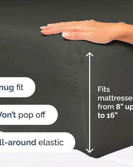Full Size 4 Piece Sheet Set - Comfy Breathable & Cooling Bed Sheets Set - Hotel Luxury Bedding for Women, Men, Kids, Teens, Boys & Girls - Deep Pockets, Ultra-Soft, Wrinkle Free - Oeko-Tex - Charcoal