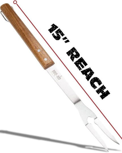 3 Piece BBQ Grilling Accessories Set - BBQ Tongs Spatula Fork Set - Heavy Duty Stainless Steel Barbecue Grill Tools with Solid Hard Wood Handles Great Gift Set