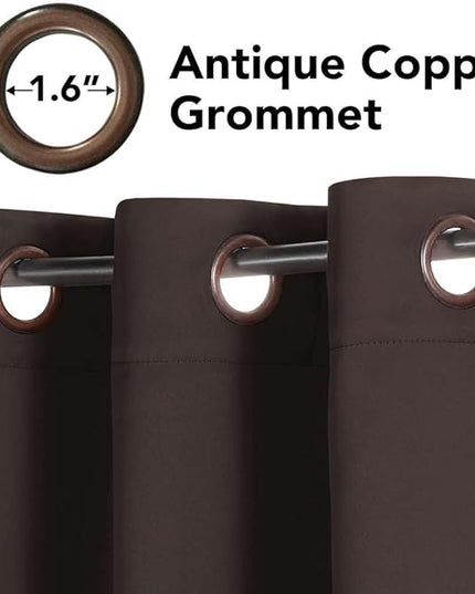 H.VERSAILTEX Premium Blackout Thermal Insulated Room Darkening Curtains for Bedroom/Living Room - Classic Grommet Top (2 Panels, Chocolate Brown, 52 Inch by 45 Inch)