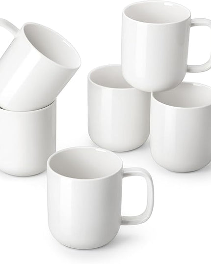 vancasso Porcelain Coffee Mugs Set, 16 oz Ceramic Coffee Cups for Americano Hot Tea Iced Coffee Cold Brew Cocoa Milk Mugs Set of 6, Dishwasher & Microwave Safe, White