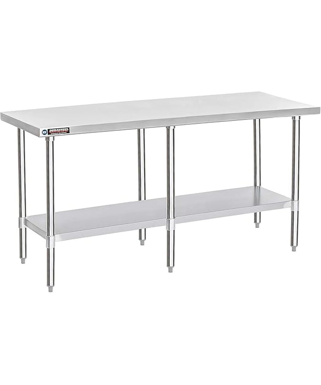 DuraSteel 24x84 Stainless Steel Work Table - NSF Commercial Prep Metal Table - Outdoor Pizza Oven Stand w/Under Shelf - Kitchen Island Laundry Utility Garage Microwave Stand Large Rolling Storage Cart
