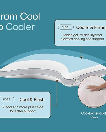Coop Home Goods Cool+ Crescent Adjustable Pillow, King Size Plus Shaped Memory Foam Pillows with Cooling Gel, Neck Support, Back or Side Sleeper Pillow, CertiPUR US/GREENGUARD Gold