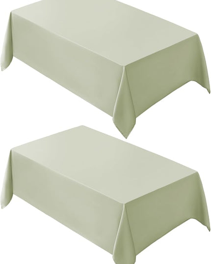 VidaFete Tablecloth 2 Pck 90 * 156inch Rectangle Table Cloth Polyester, Stain Wrinkle Resistant Polyester Dining Table Cover for Kitchen Dinning Party Wedding Rectangular Buffet Decoration(Sagegreen)