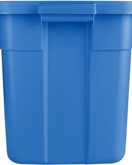 Rubbermaid Roughneck Tote 18 Gal, 6 Pack, Made in USA, Heritage Blue, Rugged Plastic Stackable Storage Bins with Lids and Handles