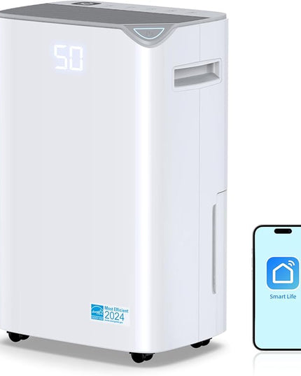 2500 Sq.Ft Smart Compressor Dehumidifiers for Home, Basement Bedroom,Bathroom, 34 Pints Energy Star, Auto or Manual Drainage, with Drain Hose,Continuous Drainage, Auto Defrost, 24H Timer