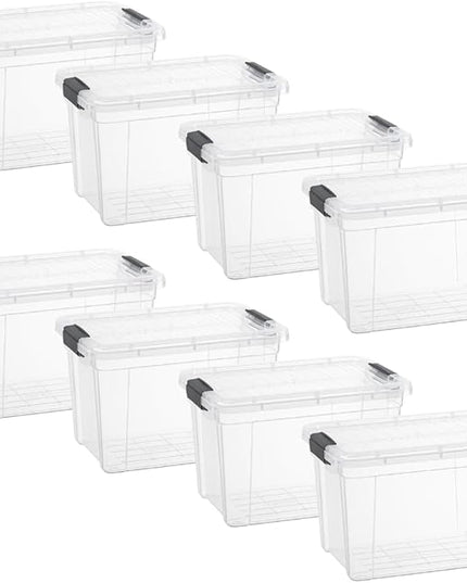 Superio Storage Bins with Lids- 8 Pack, 2.5 Qt Clear Boxes for Organizing, Stackable Plastic Containers- BPA Free, Non-Toxic, Odor Free, Organizer for Home, Office, Dorm