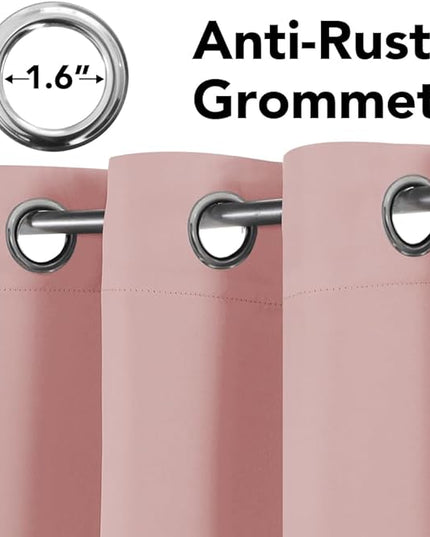 H.VERSAILTEX Blackout Curtains for Bedroom Thermal Insulated Room Darkening Living Room Curtains 84 Inch Long Grommet Privacy Protection Window Curtain Panels/Drapes for Nursery, 2 Panels, Baby Pink