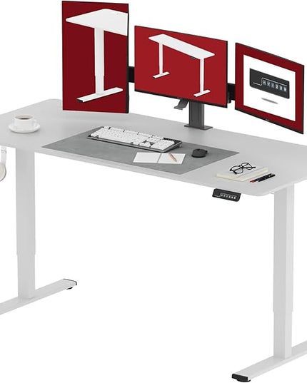 SANODESK Electric Standing Desk 71x32 Inch Height Adjustable Stand Up Desk Home Office Computer Workstation Sit Stand Home Office Desk with Splice Board (White Frame + White Top)