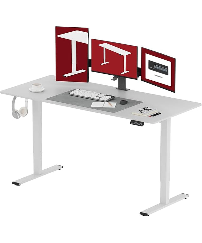 SANODESK Electric Standing Desk 71x32 Inch Height Adjustable Stand Up Desk Home Office Computer Workstation Sit Stand Home Office Desk with Splice Board (White Frame + White Top)