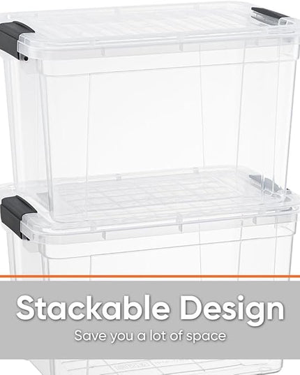 Superio Clear Storage Boxes with Lids, 8.75 Quart Plastic Container Bins for Organizing, Stackable Crates, BPA Free, Non Toxic, Odor Free, Organizers for Home, Office, School, and Dorm, 2 Pack