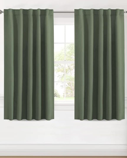 H.VERSAILTEX Blackout Curtains Thermal Insulated Window Treatment Panels Room Darkening Blackout Drapes for Living Room Back Tab/Rod Pocket Bedroom Draperies (2 Panels, Bronze Green, 42 x 54 Inch)