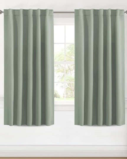 H.VERSAILTEX Blackout Curtains Thermal Insulated Window Treatment Panels Room Darkening Blackout Drapes for Living Room Back Tab/Rod Pocket Bedroom Draperies (2 Panels, Cyan, 42 x 63 Inch)
