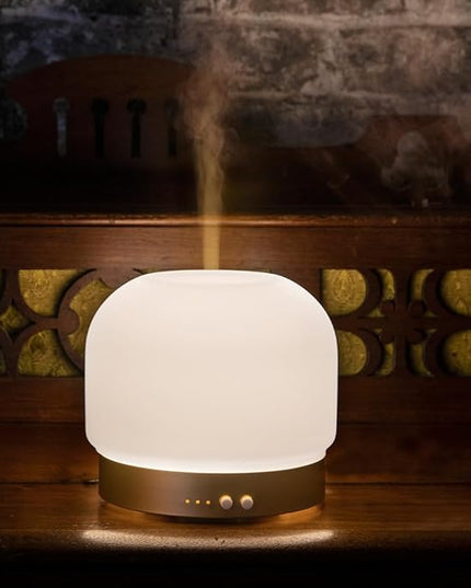 Essential Oil Diffusers for Large Room 280ml Aromatherapy Diffuser for Home - Glass Cover, 4 Timers, Auto Shut-Off, Adjustable Lights, No Beep