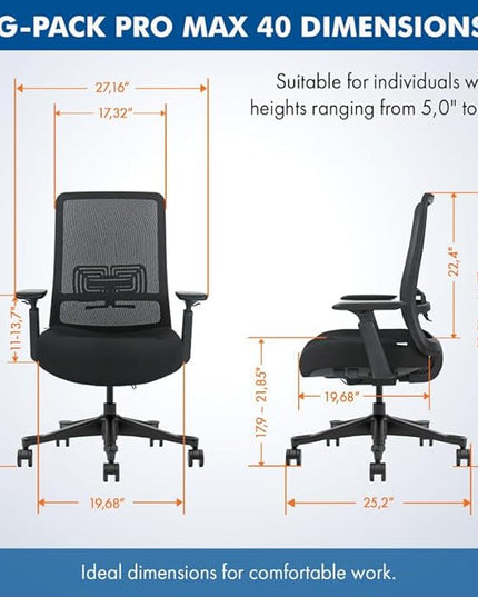 Mesh Office Chair – Ergonomic Office Chair with Lumbar Support, Adjustable 3D Arms & Soft Seat – Holds Up to 330lbs (Gray)