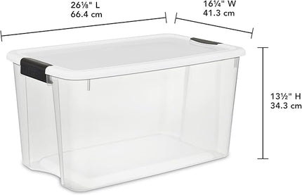 Sterilite 20-Pack Ultra Latching Box, Storage Bins with Lids, Clear Plastic, 70 Quart - Heavy-Duty Organizing Containers for Closet, Bathroom, and Office
