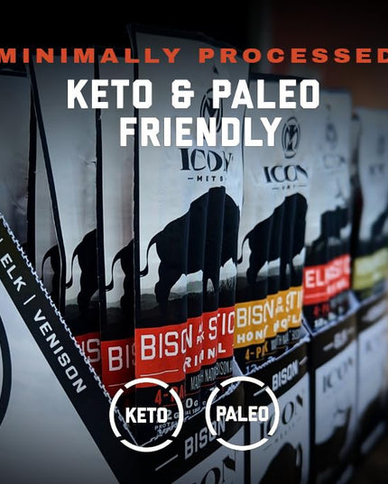 ICON Meats Snack Sticks Sampler, 6 Pack High Protein Snacks, Assorted Bison, Elk, Venison & Pork Jerky, 4 Meat Sticks per Pack, Gluten Free, Low Sugar, Made in the USA, Gifts & Stocking Stuffers