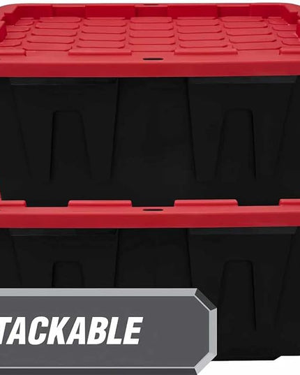 2-Pack 27-Gallon Storage Boxes with Snap-on Lids. Durable and Suitable for Storing Household Items, as well as for Use in Industrial and Outdoor Environments.