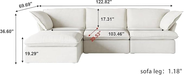 JACH L-Shaped Sectional Couches, Comfy Modular Sectional Couch, Cushion Covers Removable, Two Corners and A Middle, Sofas Furniture for Living Room, White