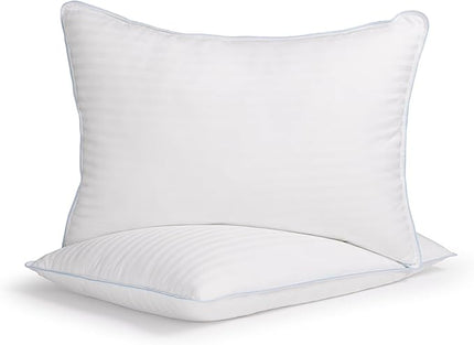 eLuxurySupply 2-Pack Premium Bed Pillows - Medium Density and Medium Loft Ideal for Back and Side Sleepers - 100% Cotton Casing - 20"X36" King Size