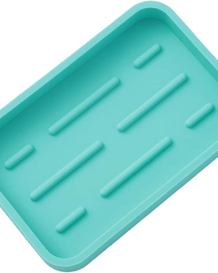 Silicone Kitchen Sink Organizer Tray for Multiple Usage,Easy Clean Sponges Holder for Kitchen Bathroom Counter or Sink,Dish Soap Dispenser,Scrubber,Bottle,Cup Mint 4.9”x 3.2”