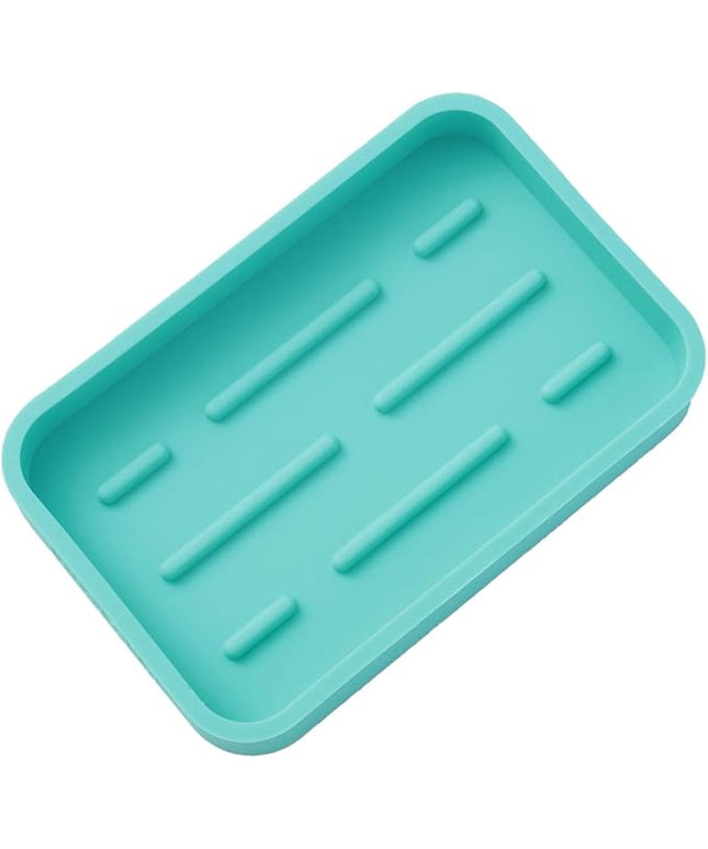 Silicone Kitchen Sink Organizer Tray for Multiple Usage,Easy Clean Sponges Holder for Kitchen Bathroom Counter or Sink,Dish Soap Dispenser,Scrubber,Bottle,Cup Mint 4.9”x 3.2”