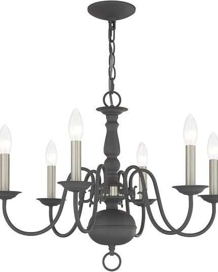 Livex Lighting Williamsburgh 6 Lt Scandinavian Gray Chandelier