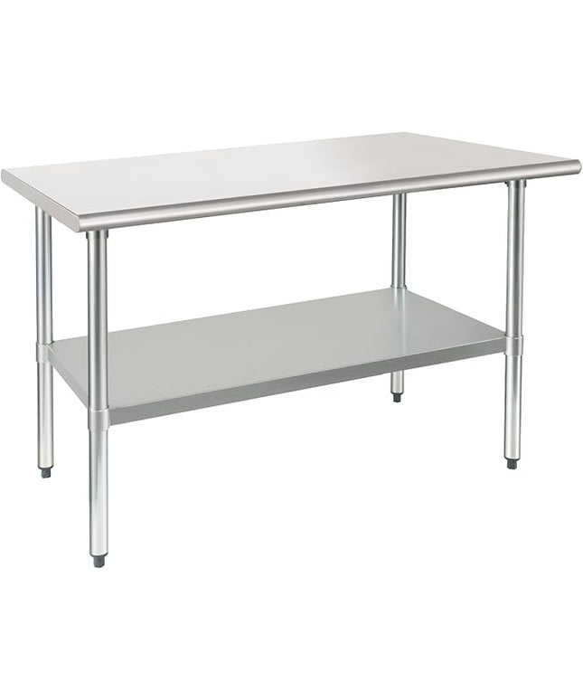 HARDURA Stainless Steel Table 30X48 Inches with Undershelf and Galvanized Legs NSF Heavy Duty Commercial Prep Work Table for Restaurant Kitchen Home and Hotel
