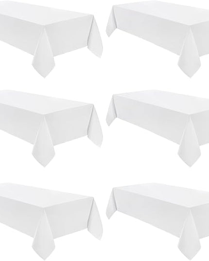 VidaFete Tablecloth 60 * 102inch 6 Pack Rectangle Table Cloth Polyester, Stain Wrinkle Resistant Dining Table Cover for Kitchen Dinning Party Wedding Rectangular Tabletop Buffet Decoration(White)